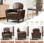 Mid Century Accent Chair, Modern Faux Leather Arm Chair, Comfy Upholstered Reading Chair Single Sofa Chairs for Living Room, Bedroom, Club, PU Coffee