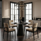 Round Dining Table for 4, 42 Inch Sintered Stone Dining Room Table, White and Black Small Kitchen Table with Stable Pedestal, Modern Marble Dining Table for Kitchen, Apartment, Restaurant