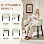 Yaheetech Accent Living Room Chair with Pocket Coiled Seat Set of 1 | Sofa Armchair | Barrel Chair | Corduroy | Comfy | Modern | Small Space | Bedroom | Reading | Beige