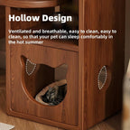 Cat Tree and End Tables, Cat Nightstand, Wooden Round Side Table wiht Cats Houses, Small Bedside Table with 3-Tier Storage Shelves, Modern Cats Furniture for Living Room Bedroom(Brown)