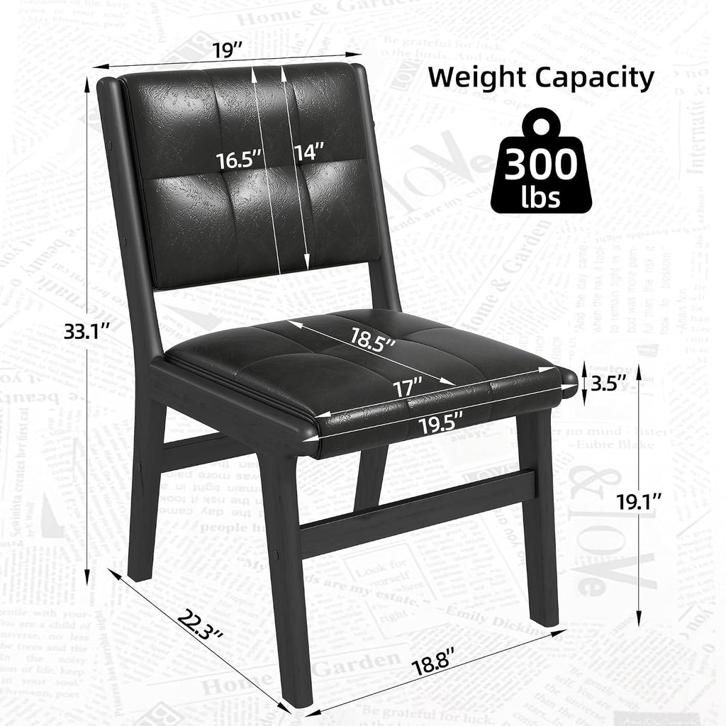 civama Faux Leather Dining Chairs Set of 6, Dining Room Armless Kitchen Chairs with Comfy Back, Solid Wood Frame & Upholstered Cushion for Living Room, Cafe and Restaurant, Black