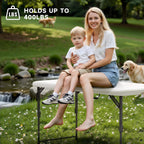 Folding Table 4 Foot - 2-Position Adjustable Height, Heavy Duty 400 lbs Capacity - Portable Tables Folding for Camping, Party, Indoor & Outdoor Use, 1 Pack
