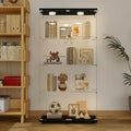 4-Shelf Glass Display Cabinet with LED Lights and Lock,Curio Cabinets Display Case with 2 Door,Tempered Glass Collection Display Showcase for Living Room,Exhibition Hall 64.7"x 32"x 14.4" Black