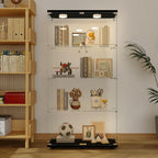4-Shelf Glass Display Cabinet with LED Lights and Lock,Curio Cabinets Display Case with 2 Door,Tempered Glass Collection Display Showcase for Living Room,Exhibition Hall 64.7"x 32"x 14.4" Black