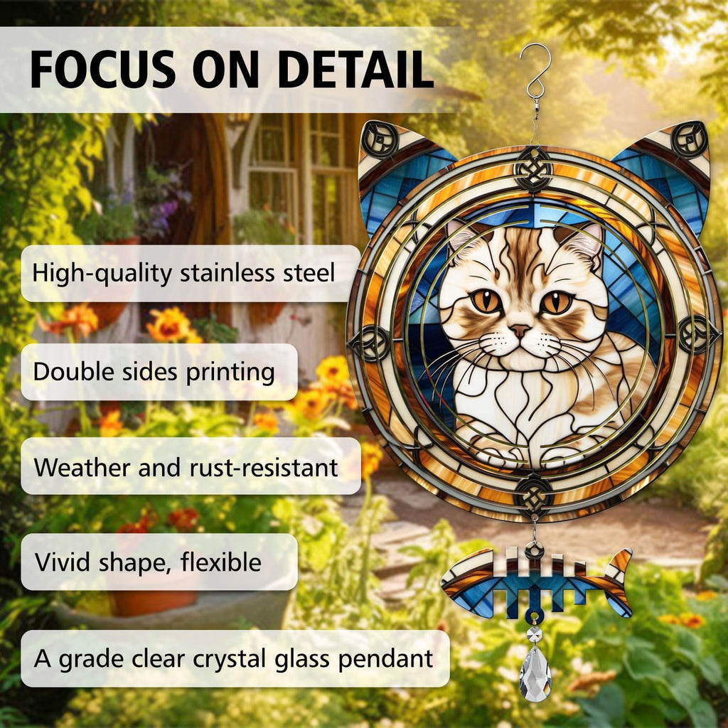 Scottish Cat Wind Spinner, Scottish Cat Wind Spinner Hanging for Yard and Garden
