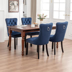 Mid Century Modern Dining Chair Set of 4 Velvet Upholstered Dining Accent Chair Farmhouse Dining Chairs with High Back and Nailhead Trim for Kitchen, Living Room, Bedroom (Blue)