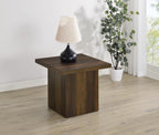 Coaster Home Furnishings - Devar - Wood - Square End Table with Thick Top, Plinth Base, and Blocky Frame - Living Room - 23.5-Inch - Dark Pine - 710887