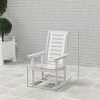 Outsunny Outdoor Rocking Chairs Set of 2 HDPE Patio 28" High Back White | Wide Armrests, All-Weather Slatted Porch Rockers, Garden, Balcony, Fire Pit