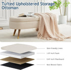 IAFIKE Oval Storage Bench 43.5" Ottoman Bench Upholstered Boucle Fabric Footrest Bench with Golden Metal Legs End of Bed for Bedroom, Living Room, Entryway,Bed Side (Beige)