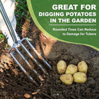 Garden Pitch Fork, 4-Tine Stainless Steel Spading Fork, 43.9'' Digging Fork with Good Leverage for Easy Digging Out Weed, Ergonomic D Handle Garden Fork for Composting, Digging Potatoes Loosening Soil