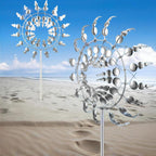 Magical Metal Windmill, Garden Spinners Outdoor, Wind Spinners Outdoor, 360° Metal Windmill for Yard Garden, Wind Powered Sculptures and Spinners for Decor (1Pcs Silver Windmill)