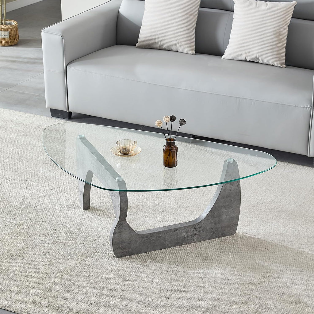 Btrpily Wooden Coffee Table - Modern Marble Coffee Table， Contemporary, Stylish, High-End Furnishing for Your Living Room (Marble Stone, Triangle)