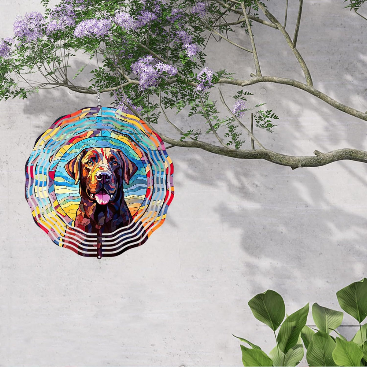 Labrador Retriever Wind Spinner Pet Dog Memorial Gifts 3D Metal Kinetic Hanging Wind Sculpture Spinners for Yard and Garden Indoor Outdoor Window Garden Decoration 8 Inch (Labrador Retriever 1)