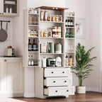 72'' Tall Kitchen Pantry Cabinet, Freestanding Tall Cupboard Storage Cabinet with 2 Barn Doors & 3 Drawers, Adjustable Shelves, Large Farmhouse Pantries for Living Room, Dining Room