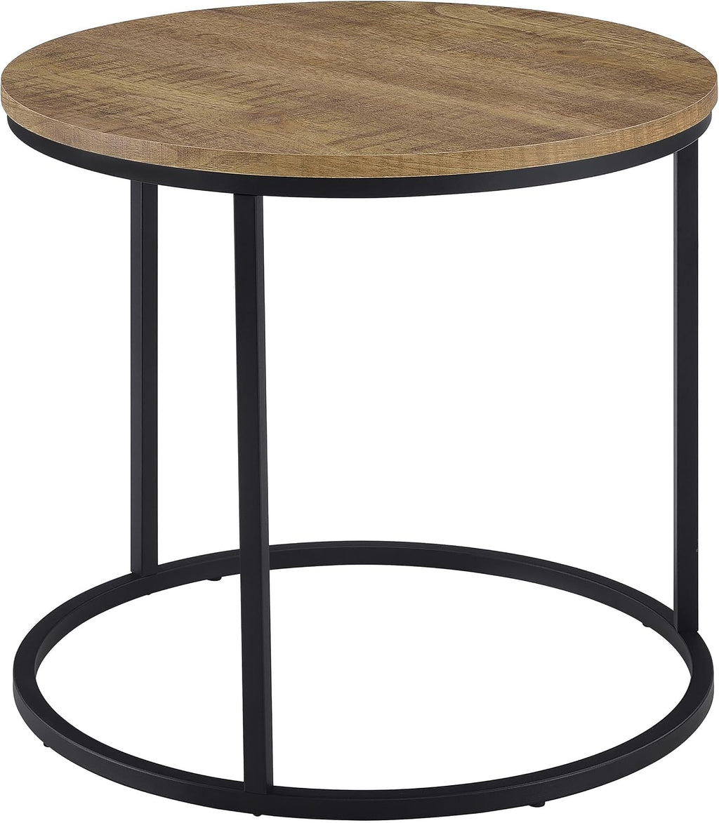 Coaster Home Furnishings - Lainey - Wood and Metal - End Table with Round Top, Open Metal Base and Rustic Style - Living Room - 23-Inch - Mango - 736037
