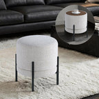 Get Set Style Multifunctional Ottoman with Side Table, Soft Round Footrest Stool,Vanity Stool with Metal Legs, Modern Decorative Furniture Vanity Chair for Makeup Room, Bedroom, Living Room
