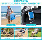 #WEJOY Folding Beach Chair for Adults, Lightweight Beach Chair with Shoulder Straps, High Back Camping Chairs with Hard Armrest, Supports 300lbs for Outdoor Lawn Concert