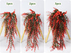 RECUTMS Artificial Monkey Hanging Plant Fake Artificial Eucalyptus Leaf Plants Faux UV Resistant Artificial Plants for Indoor Wall Room Decoration Home Backgarden Yard Porch Outdoor Decor(Orange)