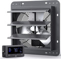 iLiving 12" Wall Mounted Shutter Exhaust Fan, Automatic Shutter, Temperature and Humidity Controls with Variable Speed, 960 CFM at 1600 RPM DC Motor