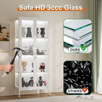 66" H Glass Display Cabinet 4-Tier,Lighted Display case,Curio Cabinet with Glass Doors and Adjustable Shelves, Display Shelf for Collectibles,Living Room