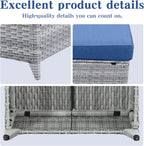 Belord Outdoor Furniture Ottoman Set of 2 Patio Seating Footstool All-Weather Rattan Wicker Ottoman Seat with Soft Cushions for Patio Furniture Set