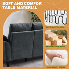 Convertible Sectional Sofa Set, 79" Modern L Shaped Couch, Linen Upholstered 3 Seat Sofa and 35" Accent Chair, Couches for Living Room, Apartment, Dark Grey