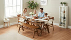 LukeAlon Rustic Solid Wood Long Dining Bench, Walnut Color | Heavy Duty Farmhouse Footstools For Dining Table Hallway Kitchen Living Room