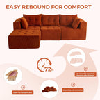 MAXYOYO Couch, L-Shaped Modular Cloud Couch, 4-Seat Sofa, Ottoman | Orange Tufted Sofa in a Box Includes One Ottoman, No Assembly, Offering Flexible 4-Seat Comfort for Modern Living Rooms