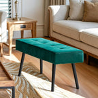 Entryway Bench - 40" Bench for Bedroom, Modern Ottoman End of Bed, Upholstered Bench with Metal Legs, Dining Bench for Living Room, Entryway, Dark Green Velvet