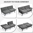 YITAHOME Convertible Futon Sofa Bed,70" Folding Futon Couch | Modern Memory Foam Loveseat Sleeper Recliner w/ Adjustable Backrest& Armrests,for Living Room Home Office Aprtment,Dark Gray