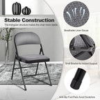 GIANTEX 6-Pack Folding Chairs Set - Waiting Room Chairs with Metal Frame, Fabric Upholstered Padded Seat, Foldable Party Chair Set, Event Chair, Folding Guest Chairs Set of 6, Grey