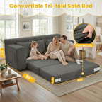 Couch,3 Seater Couch Bed – 3-in-1 Convertible Sleeper Sofa with Side Pockets & Handle,Pull Out Corduroy Futon for Small Space,Living Room & Bedroom, 3 Pillows Included,No Assembly