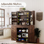 HOMPUS 71" Tall Kitchen Pantry Cabinet with Doors and Drawer, Farmhouse Storage Cabinet with Adjustable Shelves, Rustic Wood Cupboard for Kitchen, Dining Room, Living Room, Bathroom, Rustic Brown