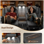 Power Loveseat Recliner Sofa with Console, Wall Hugger Reclining Loveseat with Reading Light, Home Theater Seating with LED Lights, Zero Gravity Recliner Couch for RV Couch and Living Room