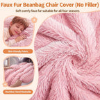 Stuffed Animal Storage Bean Bag Chair Cover, Soft Bean Bag Cover | Fluffy Faux Fur Stuffed Animal Storage Chair, Non-Slip Bottom, Fill with Plush Toys or Blankets, for Kids Teens Adults Girls