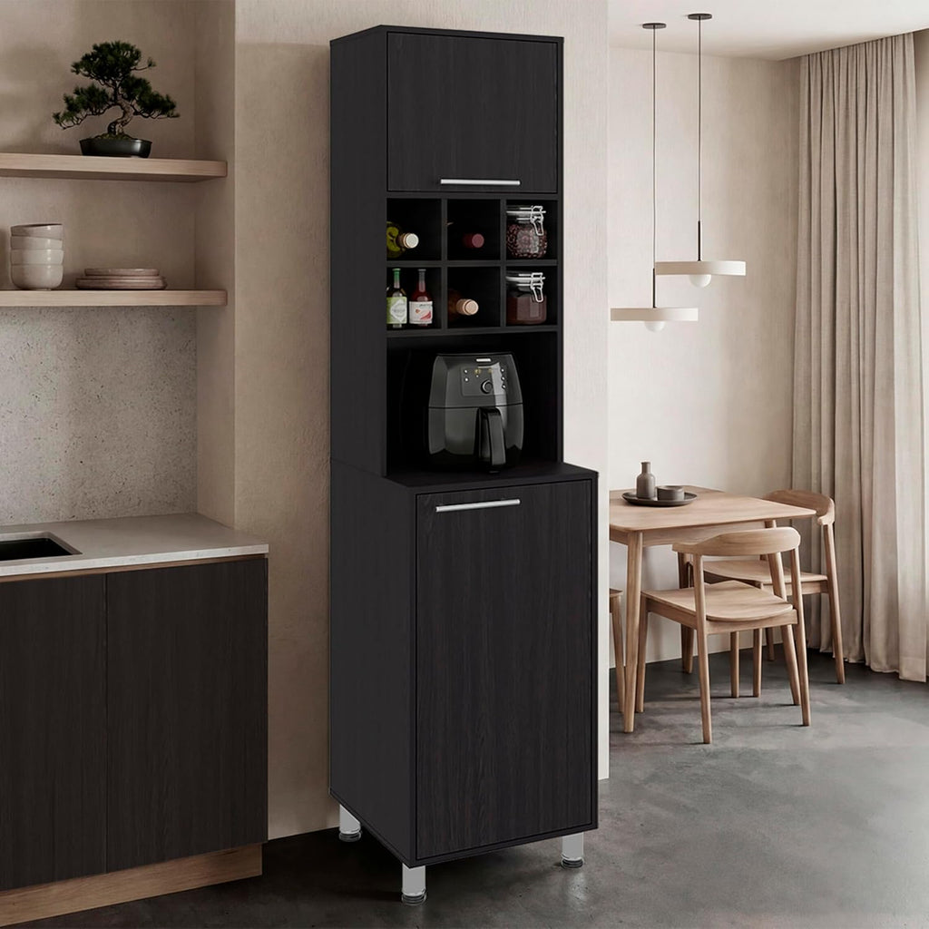 Attica Tall Kitchen Pantry Cabinet, 80.3" High Freestanding Double Door Storage Cabinet with 6 Cubbies and 4 Shelves, Modern Large Kitchen Storage Cabinet for Kitchen and Dining Room, Dark Brown
