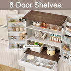 GRUSIGN 72" Kitchen Pantry Storage Cabinet with Doors and Shelves, Wood Farmhouse Pantry Storage with Barn Doors for Kitchen, Dining Room, Living Room