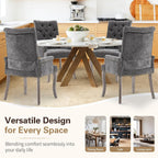 cinkehome Upholstered Dining Chairs, Dining Room Kitchen Chair with Armrest and Solid Wood Leg, Mid Century Modern Side Chairs (Gray, Chenille)