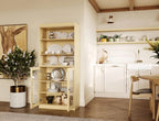 Palace Imports 100% Solid Wood Kitchen Pantry w/ 2 Glass Doors, Yellow, 32" w x 71.5" h, Renewable Eco-Friendly Pine, Made in Brazil