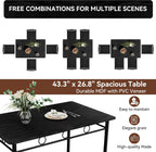 Vipbear Kitchen Dining Table Set for 4, 5-Piece Kitchen Table Set,Dining Room Table Sets,Rectangular Kitchen Table Set with 4 Chairs for Small Space, Dinette,Apartment,Rustic Black