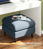 Welzona Teddy Storage Ottoman, 26.7"Large Living Room Ottoman, Coffee Table | All-Wood Ottomans with Storage, Tool-Free Setup Bench for Bedroom, for Welzona Loveseat Sofa Couch Living Room Set, Blue Grey