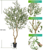 Tall Faux Olive Tree，10ft（120in） Realistic Potted Silk Artificial Olive Tree， Fake Olive Trees Indoor with Green Leaves and Big Fruits for Home Office Living Room Stairs Patio Decor.