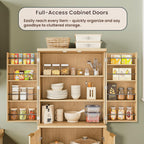 72" Tall Kitchen Pantry Modern Fluted Wood Storage Cabinet with Doors,6 Door Shelves, Organizer, Versatile Cupboard for Kitchen, Dining, Oak,30''W x 15.75''D x 72''H.