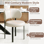 Beige Dining Chairs Set of 2 Leather Dining Chairs with Metal Legs, Spring Support and Curved Back, Round Kitchen Dining Room Chair Mid Century Modern Style for Cafe, Restrauent,Bar (Beige-2)