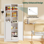 Kitchen Pantry Cabinet, 72" Tall Farmhouse Storage Cabinet, Kitchen Storage Cabinet with with Glass Doors and 5 Shelves, Cupboards Storage Shelf for Dining Room Use, Assembly Required