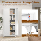 UNICOLY 75" Tall Pantry Storage Cabinet with Doors and 4 Adjustable Shelves, Freestanding Cupboard for Kitchen, Dining Room, Living Room, Bathroom, White