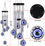 Blue Evil Eye Amulet Wind Chimes Outdoor Hanging Decor, Mobile Evil Eye Blessing Windcatcher, Evil Eye Wind Bells, Blue Evil Eye Wind Chimes for Home, Gift for Mom, Balcony, Patio, Garden Decoration