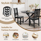 GOFLAME Wood Dining Chairs Set of 4, Modern Kitchen Side Chairs with Solid Rubber Wood Frame, Leaf-Shape High Backrest, Armless Dinette Chairs for Dining Room, Restaurant, Black