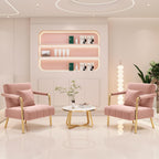 Yaheetech 30" Accent Chair Velvet Armchair with Golden Frame, Pink | Velvet Accent Chair Oversized Armchair Living Room Chair with Gold-Tone Metal Frame for Living Room, Home Office, Bedroom
