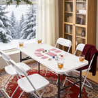 Folding Table, 2 Pack 4ft Folding Table with Foldable Steel Legs, Heavy Duty Plastic Foldable Table, Metal Frame, Support up to 400 lb, Portable for Banquet, Craft, Party, Indoor & Outdoor Use, White
